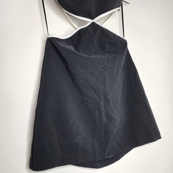 ZARA Halter Cutout Dress White Piping - Size X-Small - NEW - Picture 6 of 8